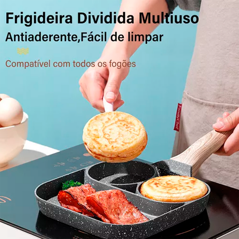 Frigideira Antiaderente Indução 3 em 1 Ovo Hambúrguer 3 Partes Marqs Home